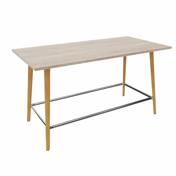 Table haute Fina club - 200 x 100 cm - plateau stratifié - 4 pieds bois