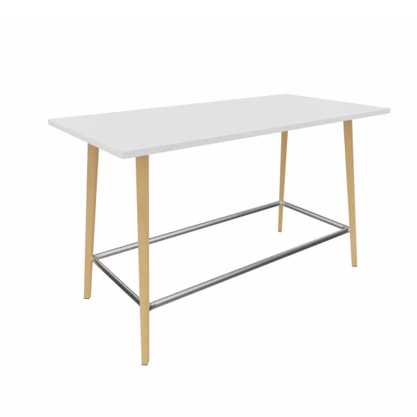 Table haute Fina club - 200 x 100 cm - plateau stratifié - 4 pieds bois