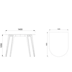 Table haute forme D 4/6 places Lares Media II - l. 140 x h. 105 x pr. 180 cm