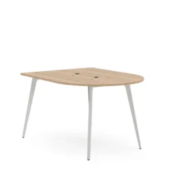 Table haute forme D 4/6 places Lares Media II - l. 140 x h. 105 x pr. 180 cm - 2 prises de courant + 4 prises USB C