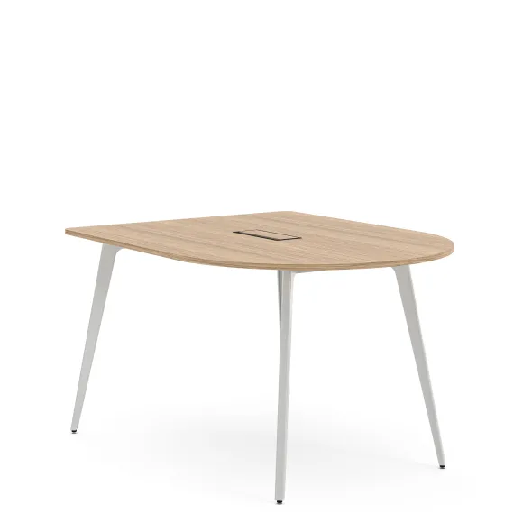 Table haute forme D 4/6 places Lares Media II - l. 140 x h. 105 x pr. 180 cm - avec top access et goulotte