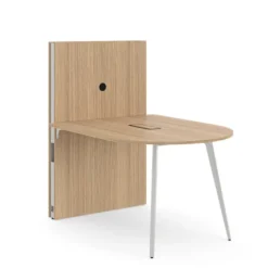 Table haute forme D 4/6 places Lares Media II - l. 140 x h. 105 x pr. 180 cm + mur support - top access et goulotte