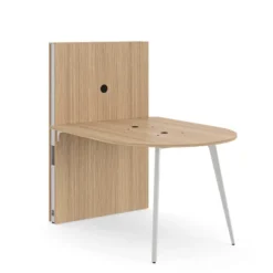 Table haute forme D 4/6 places Lares Media II - l. 140 x h. 105 x pr. 180 cm + mur support - 2 prises courant + 4 prises