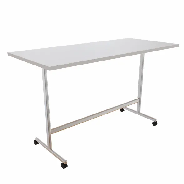 Table haute pliante Torino - 180 x 80 cm - piétement mobile - plateau stratifié rabattable