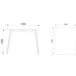 Table haute rectangulaire 4/6 places Lares Media II - l. 140 x h. 105 x pr. 180 cm