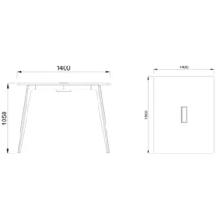 Table haute rectangulaire 4/6 places Lares Media II - l. 140 x h. 105 x pr. 180 cm - avec top access et goulotte