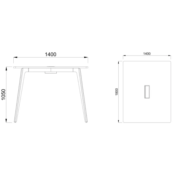 Table haute rectangulaire 4/6 places Lares Media II - l. 140 x h. 105 x pr. 180 cm - avec top access et goulotte
