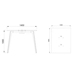 Table haute rectangulaire 4/6 places Lares Media II - l. 140 x h. 105 x pr. 180 cm - 2 prises courant +4 prises USB C
