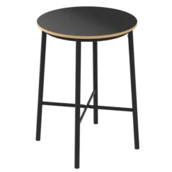 Table haute ronde Klik - Ø 80 cm - plateau stratifié - pieds métal - h. 110 cm - chant décor chêne