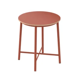 Table haute ronde Klik - Ø 80 cm - plateau stratifié - pieds métal - h. 92 cm - chant décor chêne