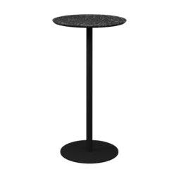 Table haute ronde Trinquet - Ø 60cm - h 110cm - plateau PS 100 % recyclé - piétement époxy