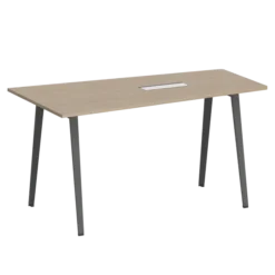 Table haute trapèze B Free - 200 x 80-110 cm - piétement métallique - avec trappe articulée et goulotte