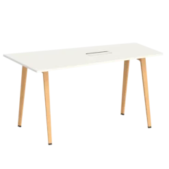 Table haute trapèze B Free - 200 x 80-110 cm - piétement bois - avec trappe affleurante et goulotte