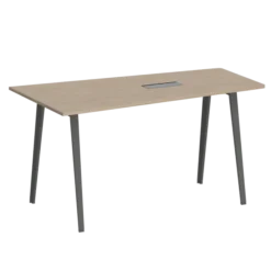 Table haute trapèze B Free - 200 x 80-110 cm - piétement métallique - avec trappe affleurante et goulotte
