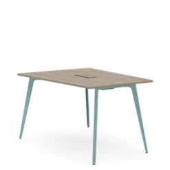 Table haute trapèze 4/6 places Lares Media II - l. 140 x h. 105 x pr. 180 cm - avec top access et goulotte