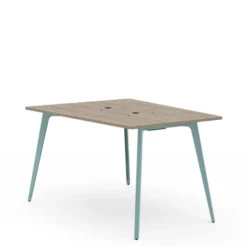 Table haute trapèze 4/6 places Lares Media II - l. 140 x h. 105 x pr. 180 cm - 2 prises de courant + 4 prises USB C