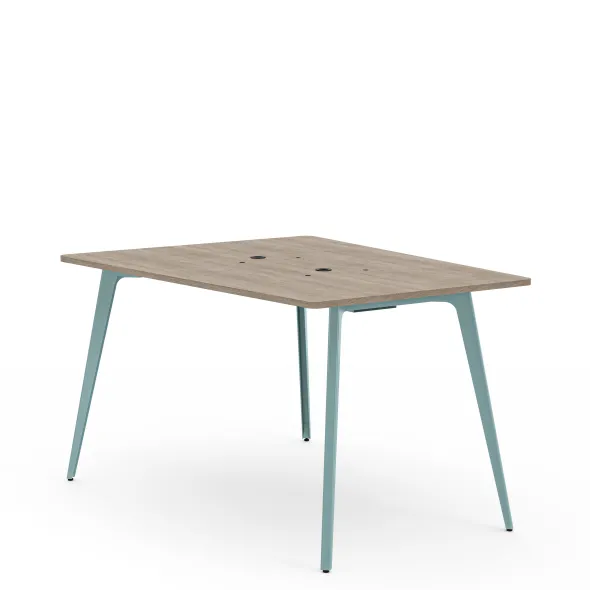 Table haute trapèze 4/6 places Lares Media II - l. 140 x h. 105 x pr. 180 cm - 2 prises de courant + 4 prises USB C