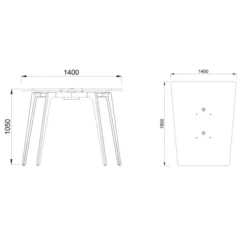 Table haute trapèze 4/6 places Lares Media II - l. 140 x h. 105 x pr. 180 cm - 2 prises de courant + 4 prises USB C