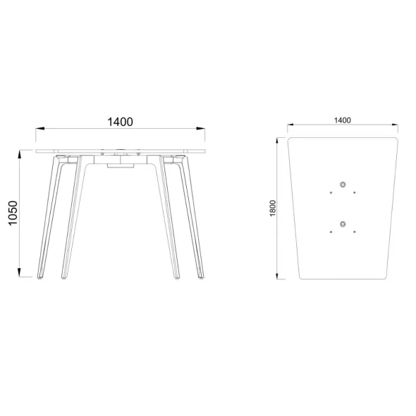 Table haute trapèze 4/6 places Lares Media II - l. 140 x h. 105 x pr. 180 cm - 2 prises de courant + 4 prises USB C