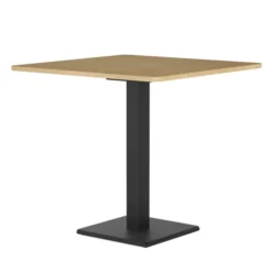 Table Luniiik - 90 x 90 cm - plateau stratifié antibactérien chant ABS - piétement central fonte