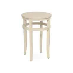 Table mi-haute Magazine - Ø 42 cm - plateau stratifié antibactérien chant ABS - 4 pieds hêtre massif