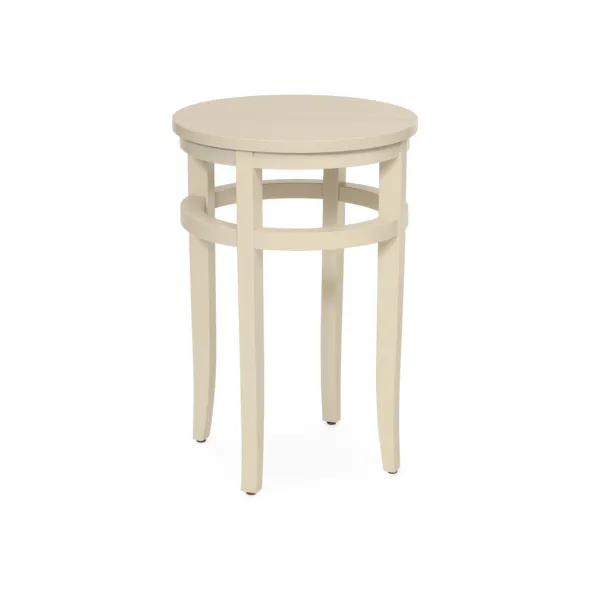Table mi-haute Magazine - Ø 42 cm - plateau stratifié antibactérien chant ABS - 4 pieds hêtre massif
