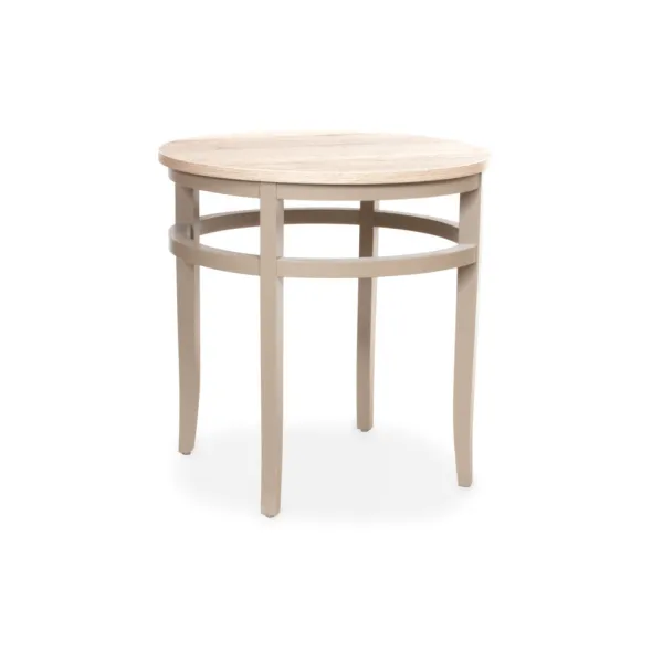 Table mi-haute Magazine XL - Ø 62 cm - plateau stratifié antibactérien chant ABS - 4 pieds hêtre massif
