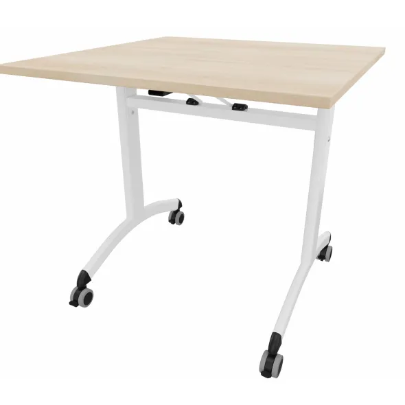 Table mobile rabattable carrée FT12 - 80 x 80 cm - piétement époxy - plateau mélaminé