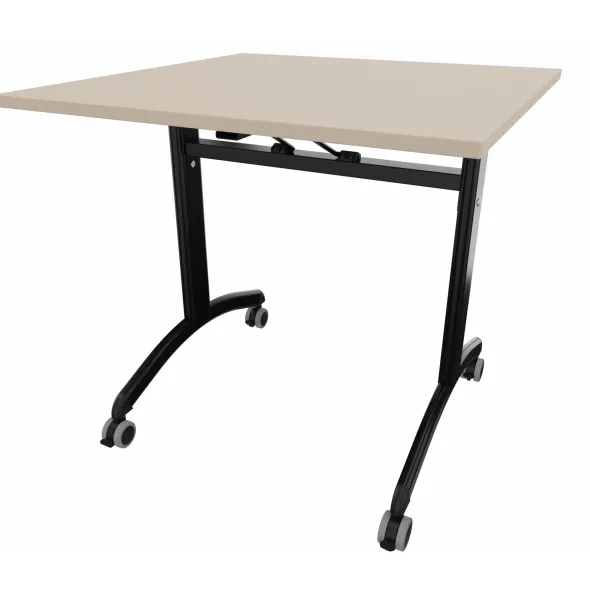 Table mobile rabattable carrée FT12 - 80 x 80 cm - piétement époxy - plateau stratifié
