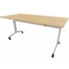 Table mobile rabattable rectangulaire FT12 - 160 x 80 cm - piétement gris alu - plateau mélaminé hêtre naturel