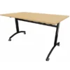Table mobile rabattable rectangulaire FT12 - 140 x 80 cm - piétement noir - plateau mélaminé hêtre naturel