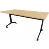 Table mobile rabattable rectangulaire FT12 - 160 x 80 cm - piétement noir - plateau hêtre naturel