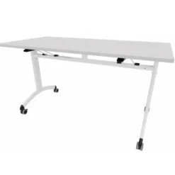 Table mobile rabattable rectangulaire FT12 - 140 x 70 cm - piétement époxy - plateau mélaminé