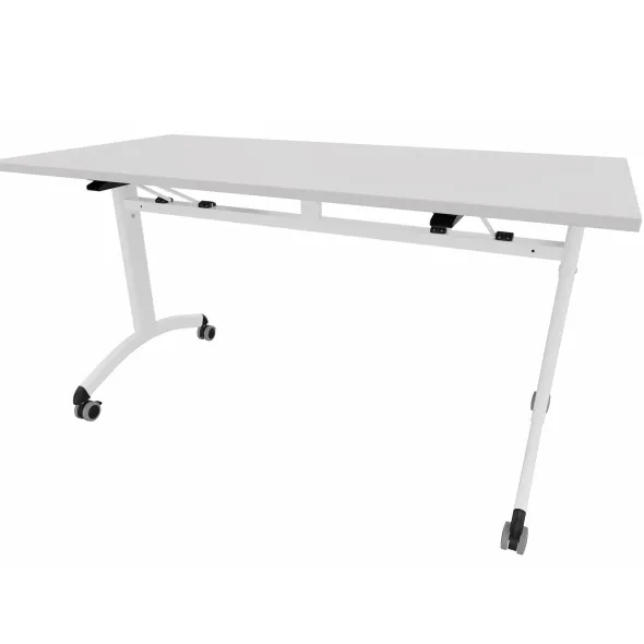 Table mobile rabattable rectangulaire FT12 - 140 x 70 cm - piétement époxy - plateau mélaminé
