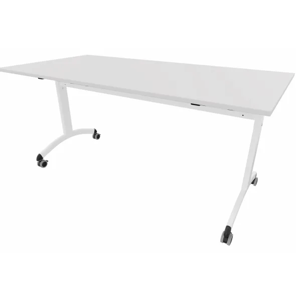 Table mobile rabattable rectangulaire FT12 - 160 x 80 cm - piétement époxy - plateau mélaminé
