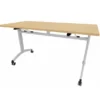 Table mobile rabattable rectangulaire FT12 - 140 x 70 cm - piétement gris alu - plateau mélaminé hêtre naturel