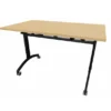 Table mobile rabattable rectangulaire FT12 - 120 x 70 cm - piétement noir - plateau mélaminé hêtre naturel