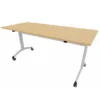Table mobile rabattable rectangulaire FT12 - 160 x 70 cm - piétement gris alu - plateau mélaminé hêtre naturel