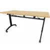 Table mobile rabattable rectangulaire FT12 - 140 x 70 cm - piétement noir - plateau hêtre mélaminé naturel