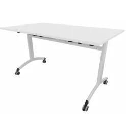 Table mobile rabattable rectangulaire FT12 - 140 x 80 cm - piétement époxy - plateau mélaminé