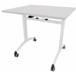 Table mobile rabattable rectangulaire FT12 - 80 x 70 cm - piétement époxy - plateau mélaminé