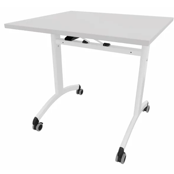 Table mobile rabattable rectangulaire FT12 - 80 x 70 cm - piétement époxy - plateau mélaminé