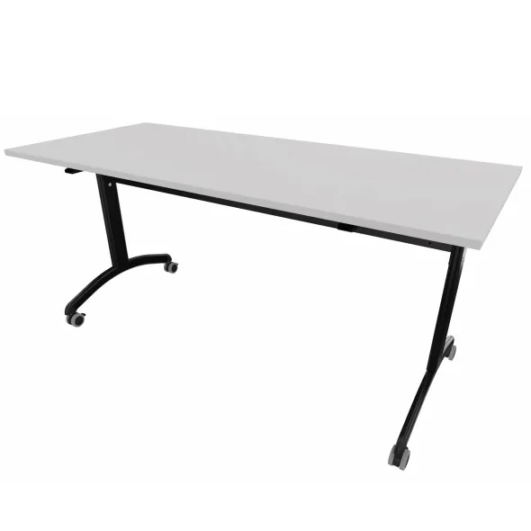Table mobile rabattable rectangulaire FT12 - 160 x 70 cm - piétement époxy - plateau mélaminé