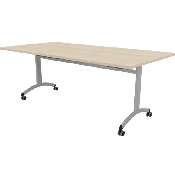 Table mobile rabattable rectangulaire FT12 - 200 x 100 cm - piétement époxy - plateau mélaminé