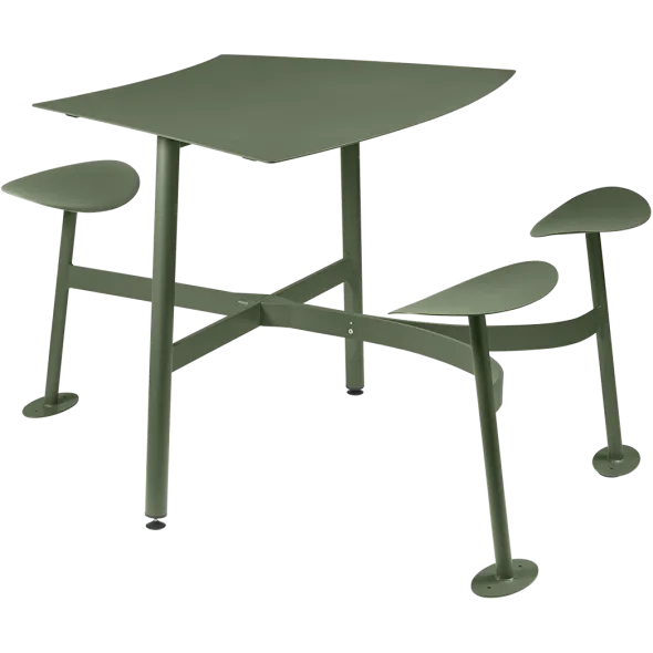 Table modulaire Bolder 3 places - assises reliées en acier