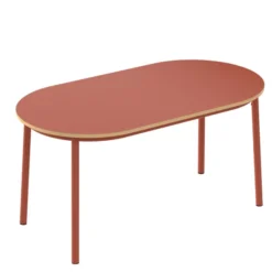 Table ovale Klik - l. 150 x pr. 80 cm - plateau stratifié - pieds métal - h. 74 cm - chant décor chêne