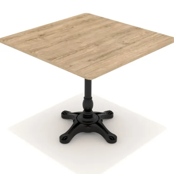 Table Parii - 70 x 70 cm - plateau stratifié antibactérien chant ABS - piétement central fonte style bistrot