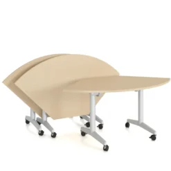 Table pliante angle de liaison 90° Fliptop Twin - 80 x 80 cm - piétement mobile - plateau mélaminé rabattable