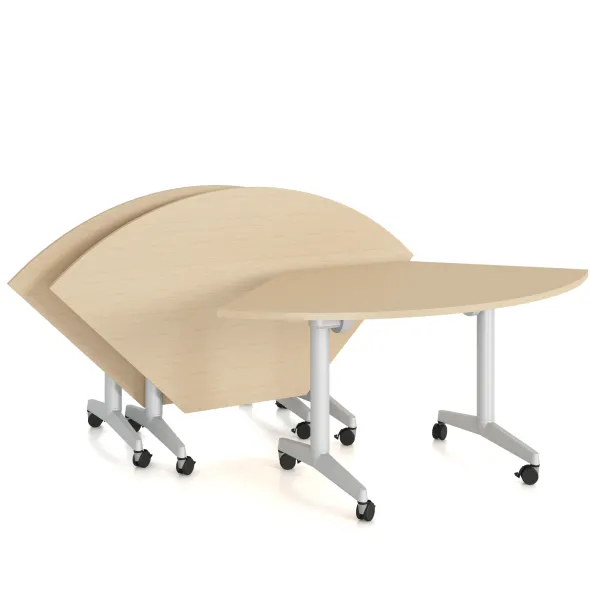 Table pliante angle de liaison 90° Fliptop Twin - 80 x 80 cm - piétement mobile - plateau mélaminé rabattable