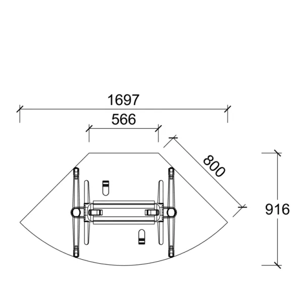 Table pliante angle de liaison 90° Fliptop Twin - 80 x 80 cm - piétement mobile - plateau mélaminé rabattable